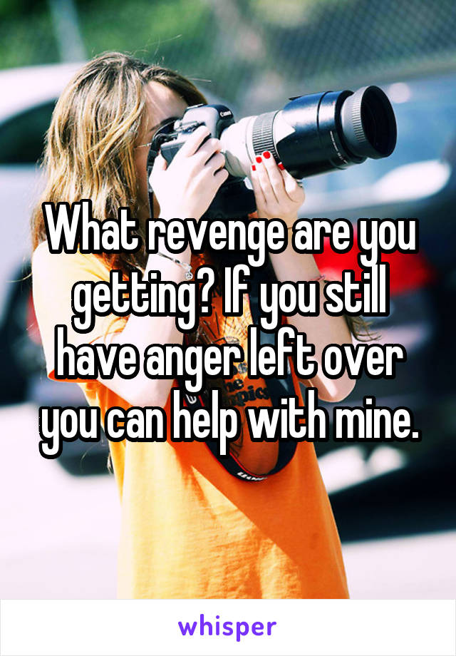 What revenge are you getting? If you still have anger left over you can help with mine.