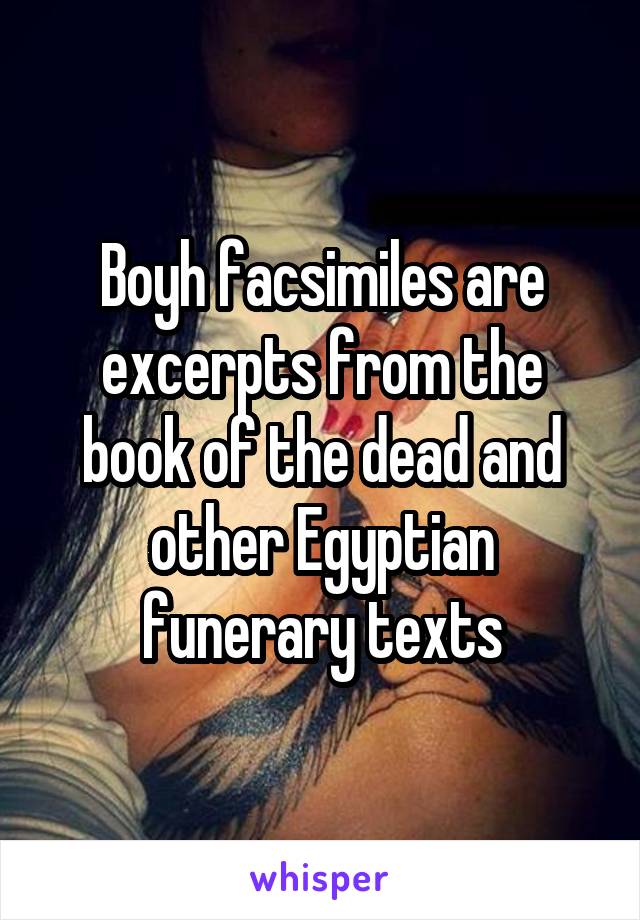Boyh facsimiles are excerpts from the book of the dead and other Egyptian funerary texts