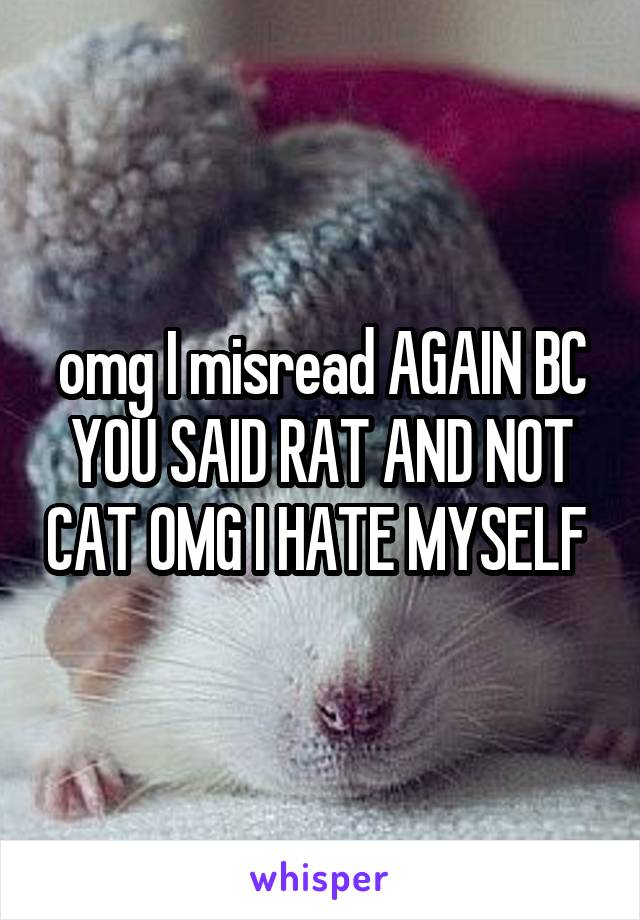 omg I misread AGAIN BC YOU SAID RAT AND NOT CAT OMG I HATE MYSELF 