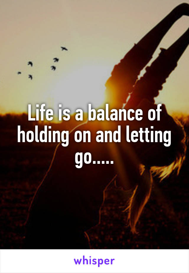Life is a balance of holding on and letting go.....
