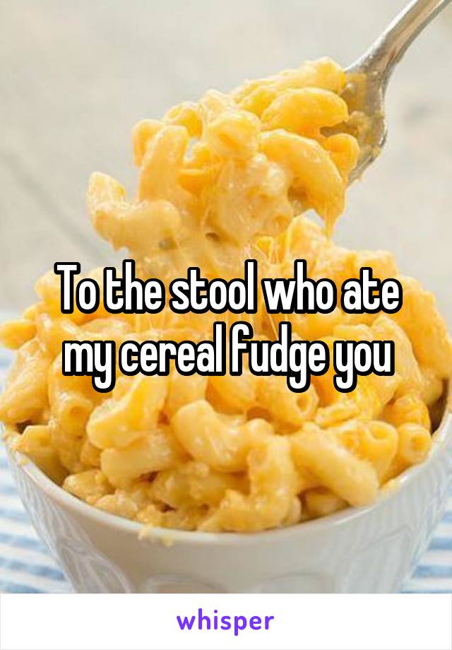 To the stool who ate my cereal fudge you