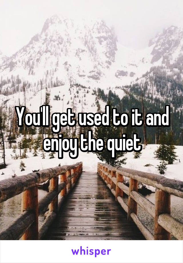 You'll get used to it and enjoy the quiet