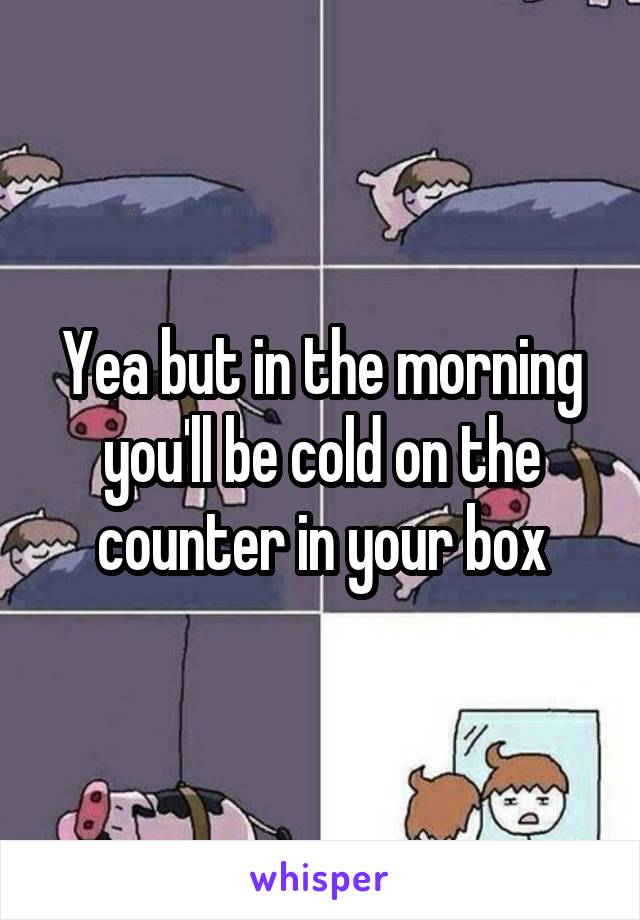 Yea but in the morning you'll be cold on the counter in your box
