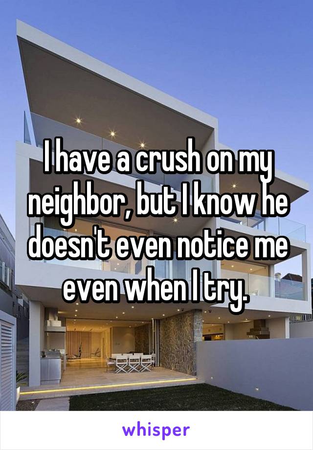 I have a crush on my neighbor, but I know he doesn't even notice me even when I try. 
