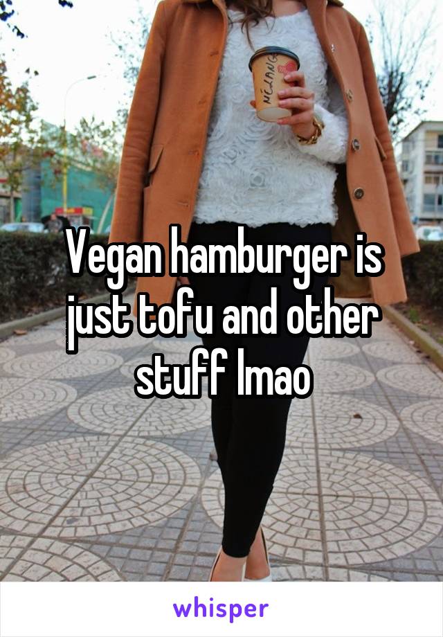 Vegan hamburger is just tofu and other stuff lmao