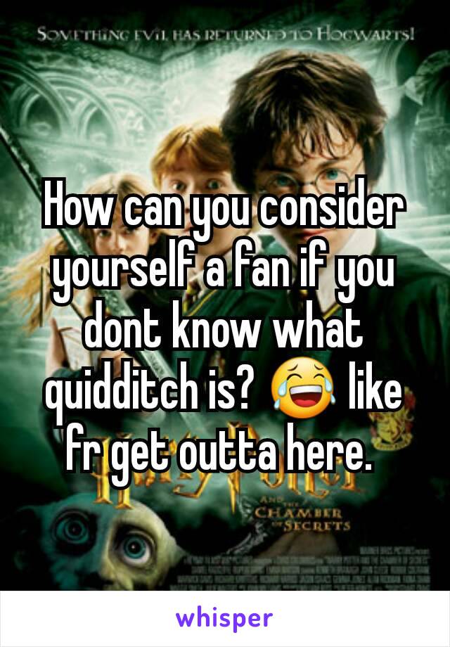 How can you consider yourself a fan if you dont know what quidditch is? 😂 like fr get outta here. 