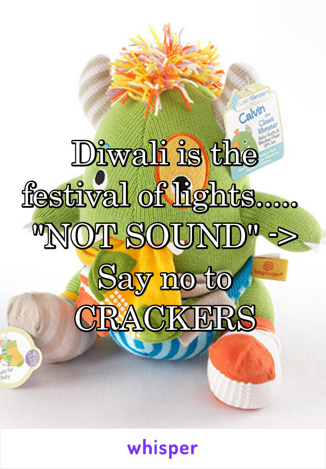 Diwali is the festival of lights..... 
"NOT SOUND" -> Say no to CRACKERS