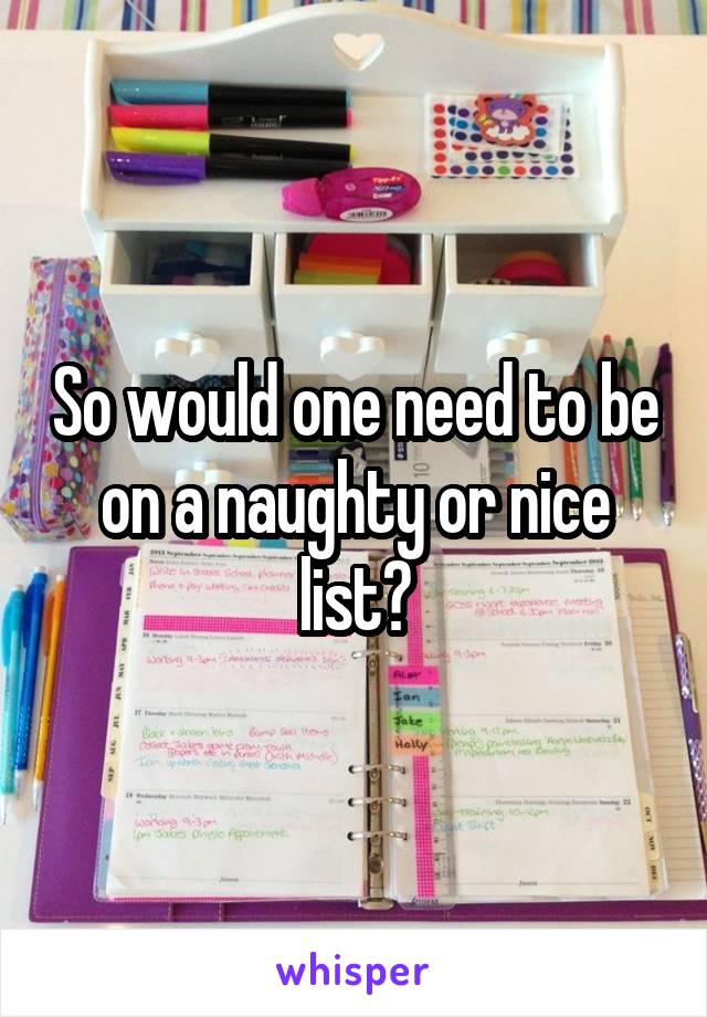 So would one need to be on a naughty or nice list?