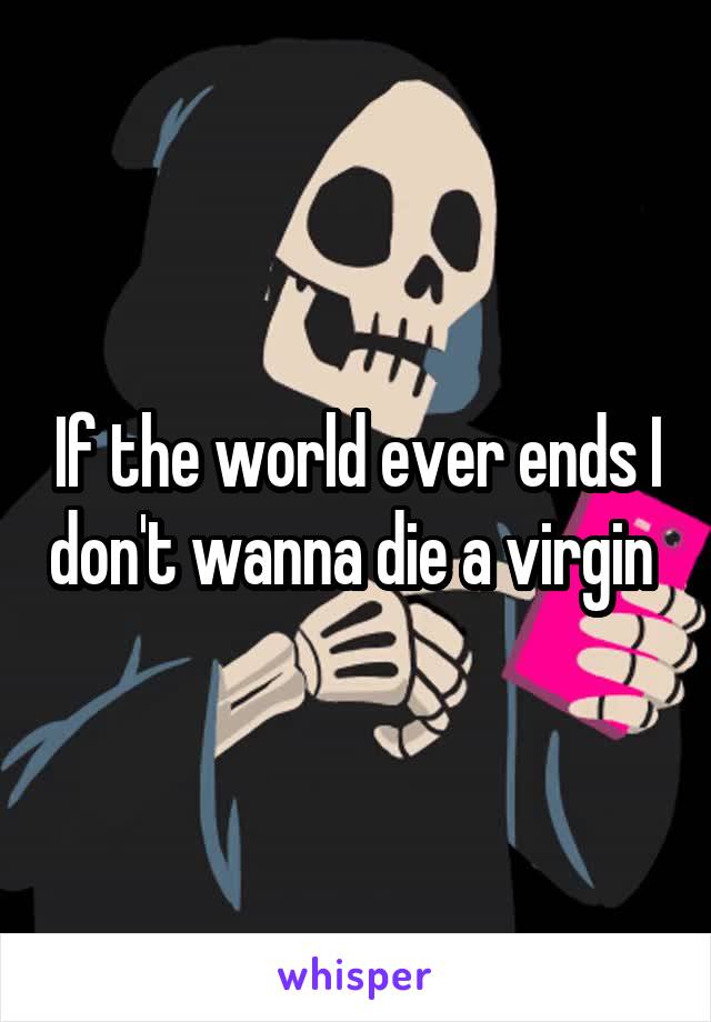 If the world ever ends I don't wanna die a virgin 