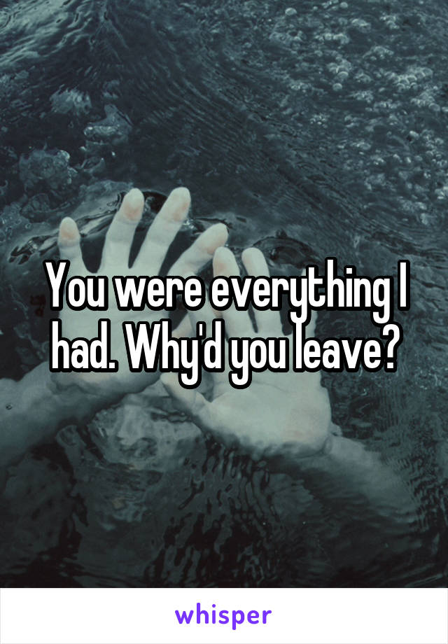 You were everything I had. Why'd you leave?