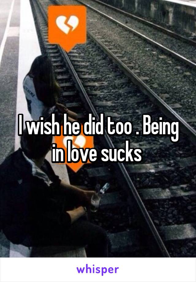 I wish he did too . Being in love sucks 