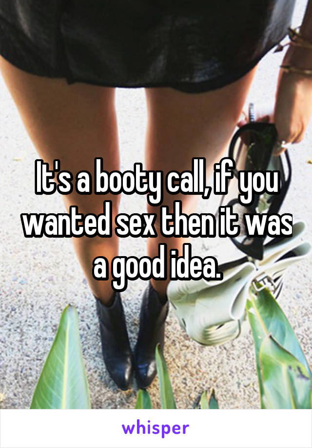 It's a booty call, if you wanted sex then it was a good idea.