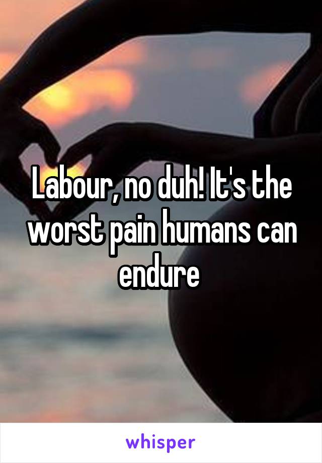 Labour, no duh! It's the worst pain humans can endure 