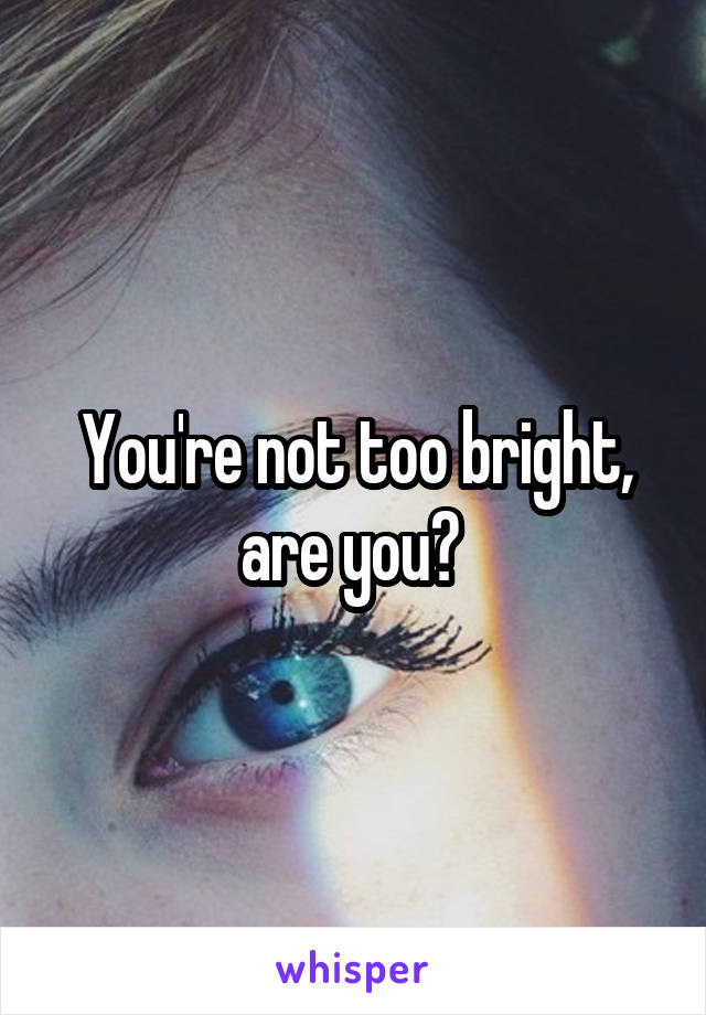 You're not too bright, are you? 