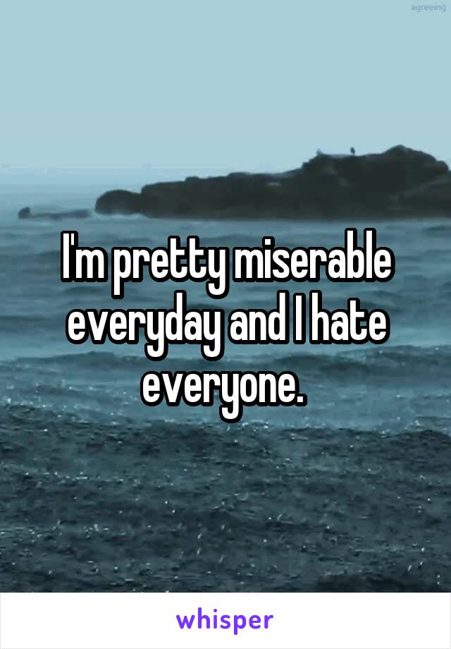 I'm pretty miserable everyday and I hate everyone. 