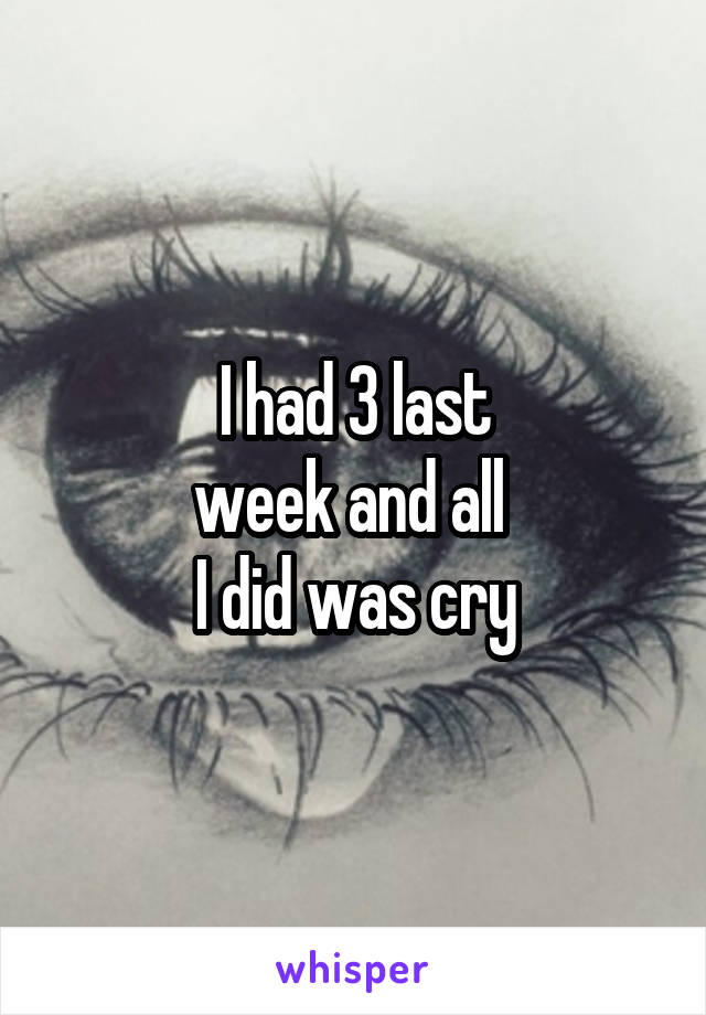 I had 3 last
week and all 
I did was cry