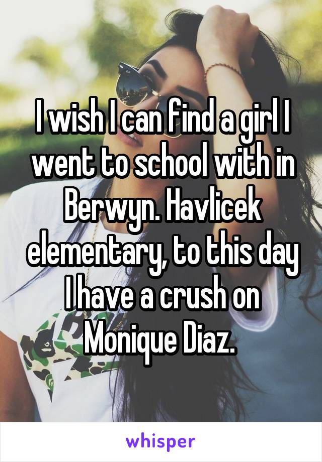 I wish I can find a girl I went to school with in Berwyn. Havlicek elementary, to this day I have a crush on Monique Diaz. 