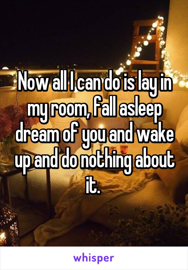 Now all I can do is lay in my room, fall asleep dream of you and wake up and do nothing about it. 