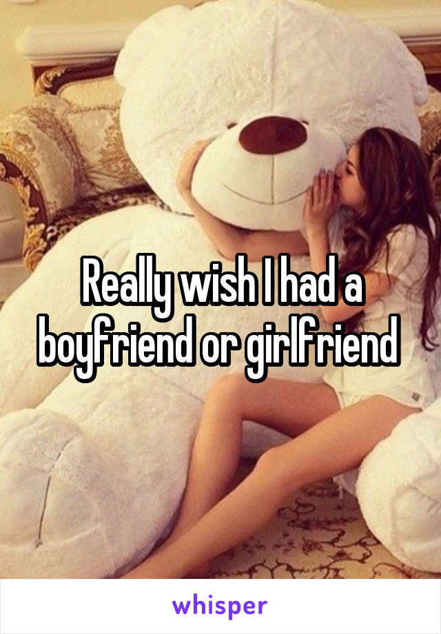 Really wish I had a boyfriend or girlfriend 