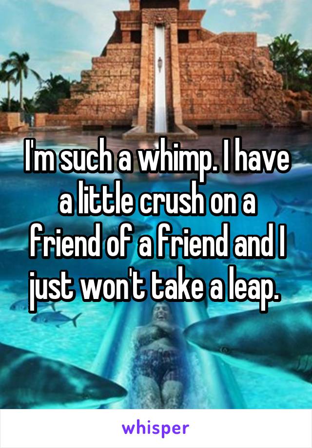I'm such a whimp. I have a little crush on a friend of a friend and I just won't take a leap. 