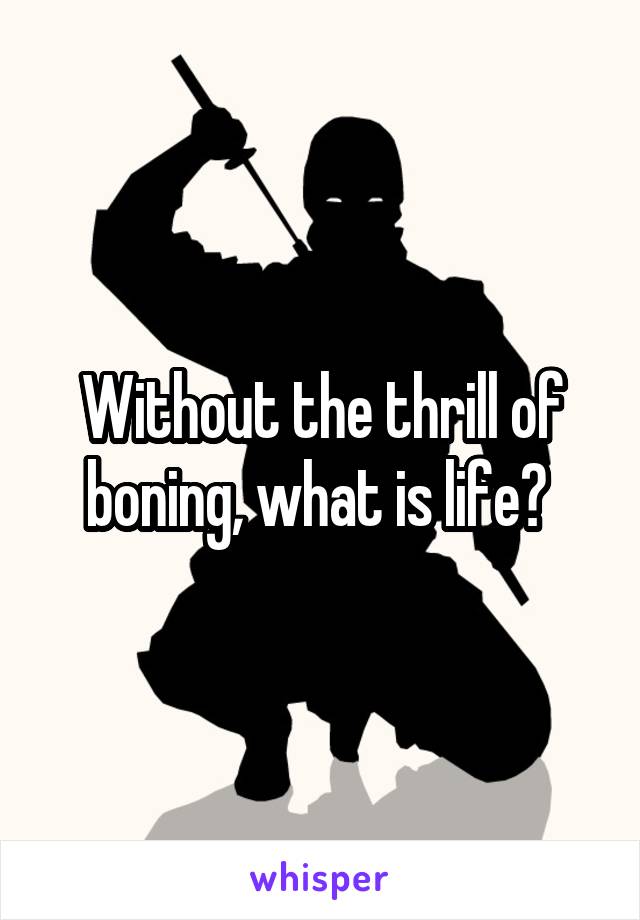 Without the thrill of boning, what is life? 