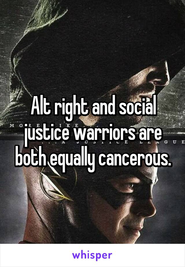 Alt right and social justice warriors are both equally cancerous.