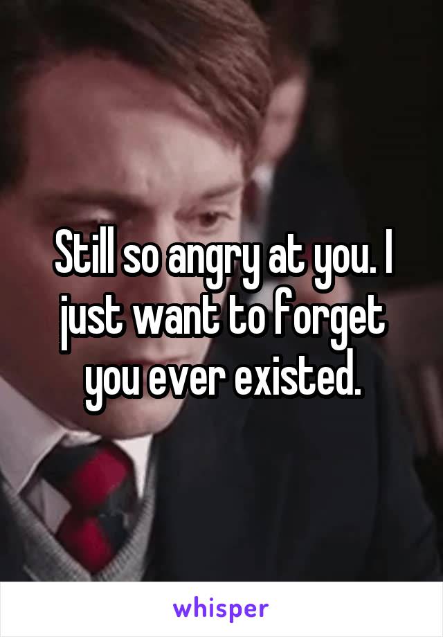 Still so angry at you. I just want to forget you ever existed.