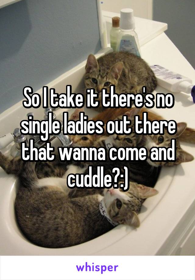 So I take it there's no single ladies out there that wanna come and cuddle?:)