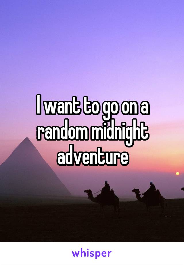 I want to go on a random midnight adventure