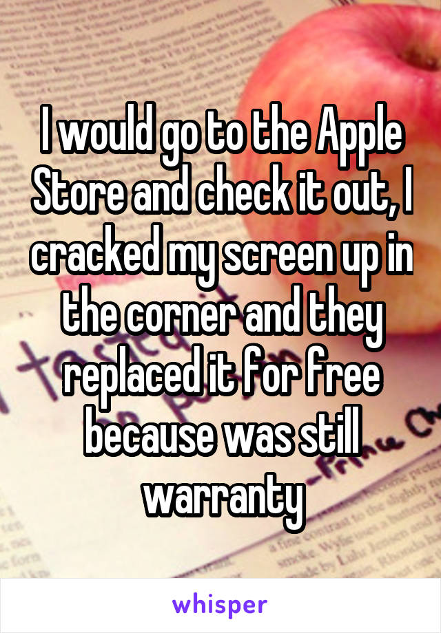 I would go to the Apple Store and check it out, I cracked my screen up in the corner and they replaced it for free because was still warranty