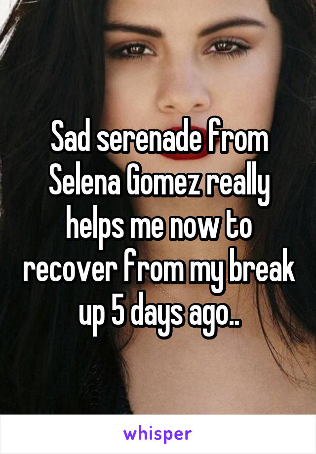 Sad serenade from Selena Gomez really helps me now to recover from my break up 5 days ago..