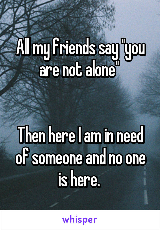 All my friends say "you are not alone" 


Then here I am in need of someone and no one is here. 