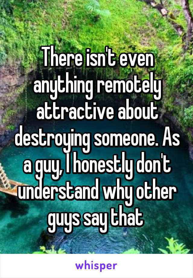 There isn't even anything remotely attractive about destroying someone. As a guy, I honestly don't understand why other guys say that 