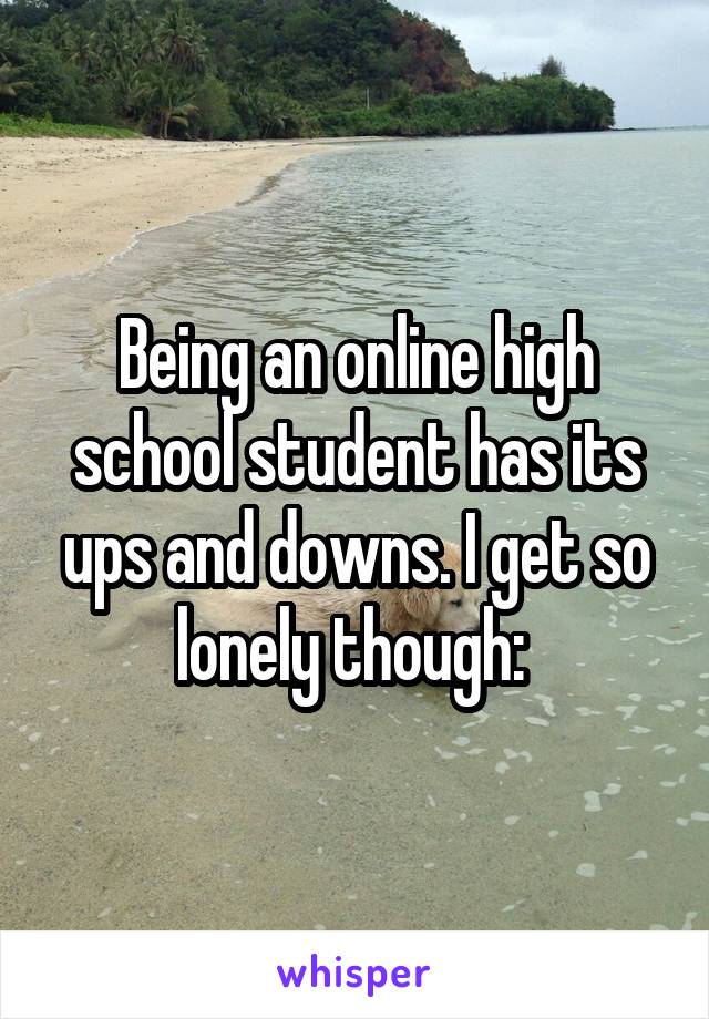 Being an online high school student has its ups and downs. I get so lonely though: 