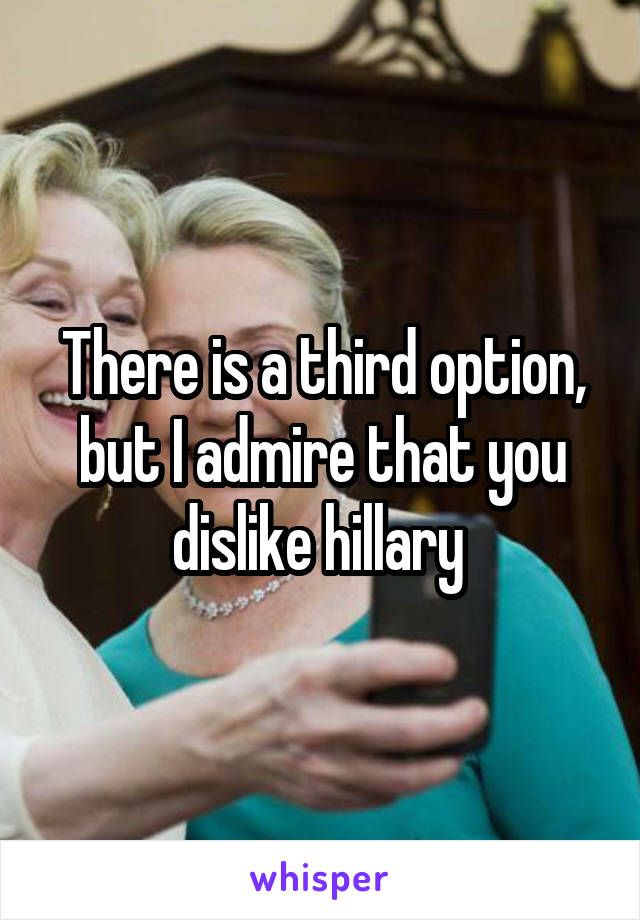 There is a third option, but I admire that you dislike hillary 