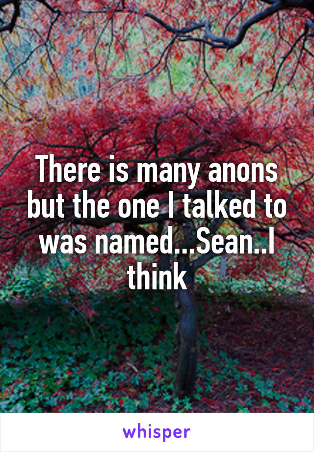 There is many anons but the one I talked to was named...Sean..I think