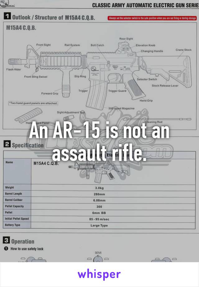 An AR-15 is not an assault rifle.