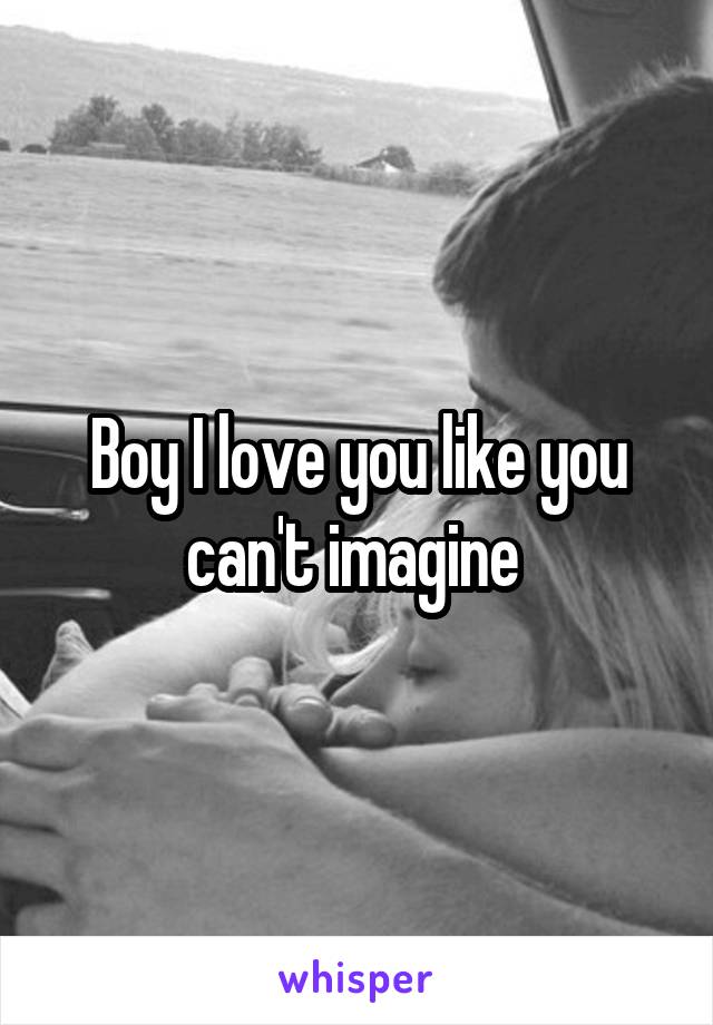 Boy I love you like you can't imagine 