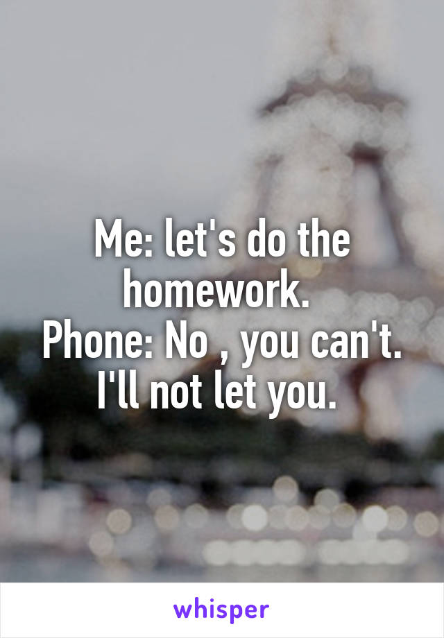 Me: let's do the homework. 
Phone: No , you can't. I'll not let you. 
