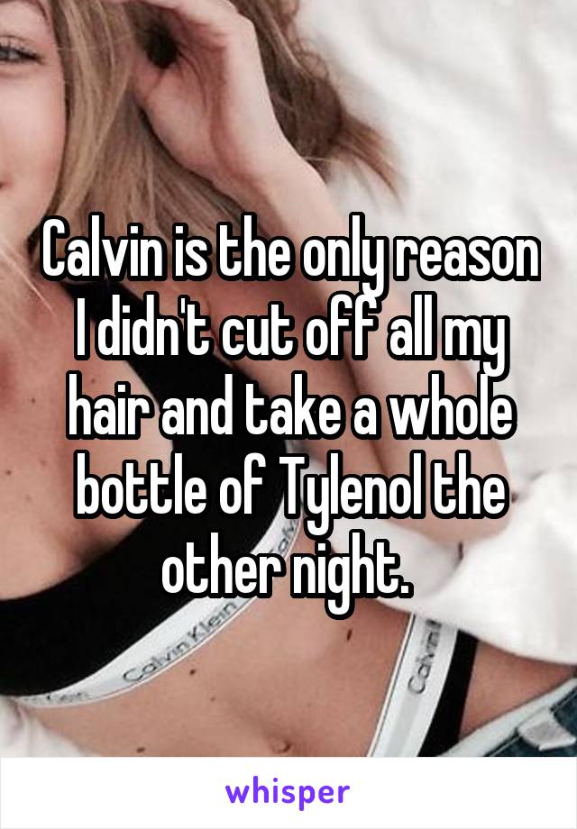 Calvin is the only reason I didn't cut off all my hair and take a whole bottle of Tylenol the other night. 