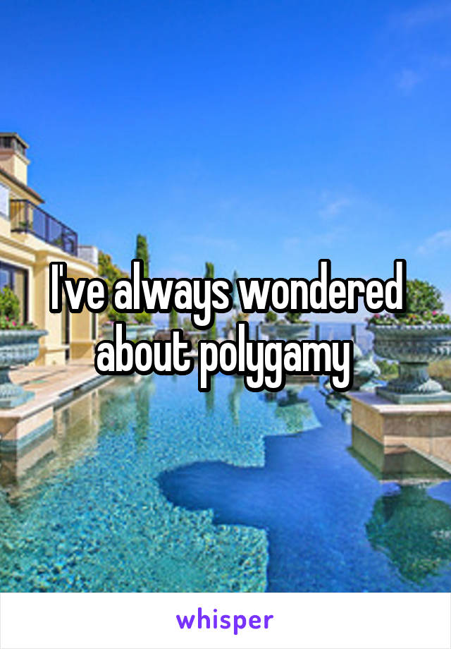 I've always wondered about polygamy 