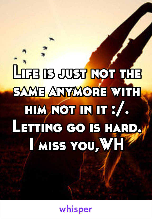 Life is just not the same anymore with him not in it :/. Letting go is hard. I miss you,WH