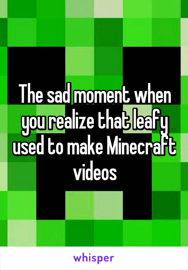 The sad moment when you realize that leafy used to make Minecraft videos
