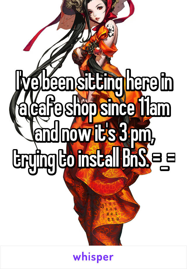 I've been sitting here in a cafe shop since 11am and now it's 3 pm, trying to install BnS. =_= 