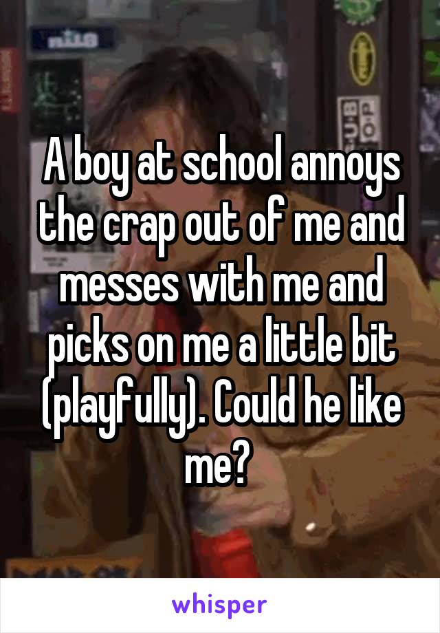 A boy at school annoys the crap out of me and messes with me and picks on me a little bit (playfully). Could he like me? 