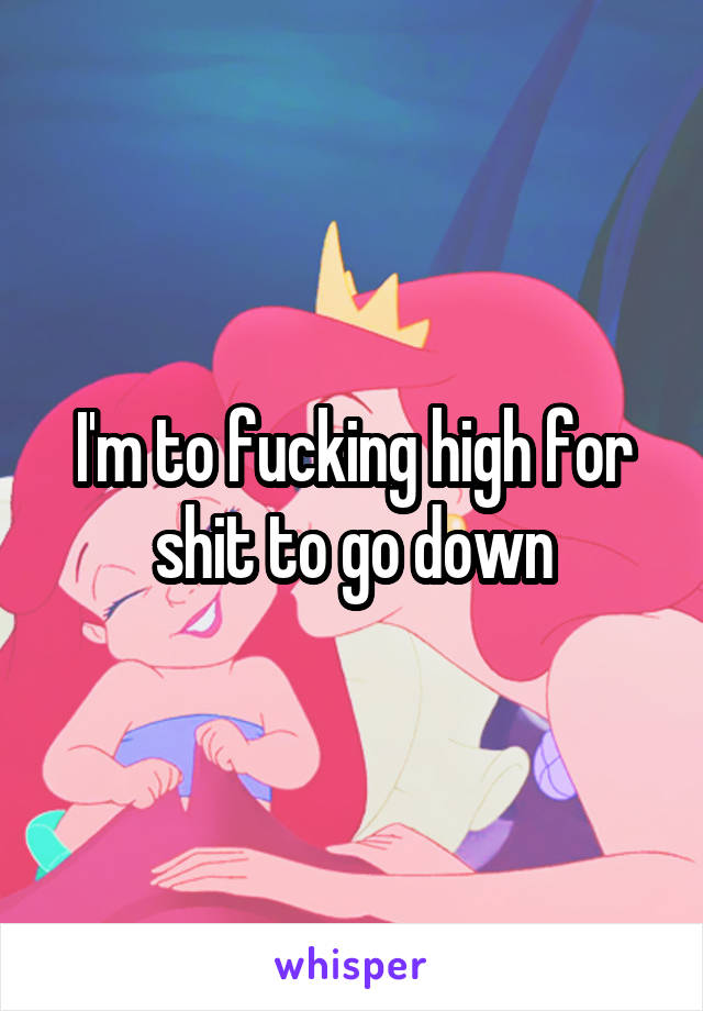 I'm to fucking high for shit to go down