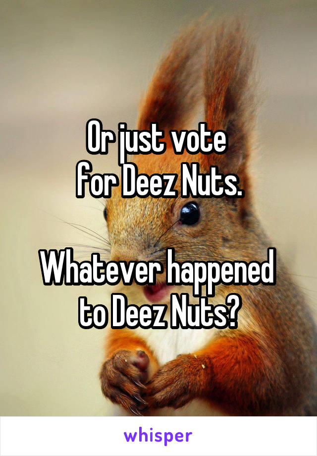 Or just vote 
for Deez Nuts.

Whatever happened 
to Deez Nuts?