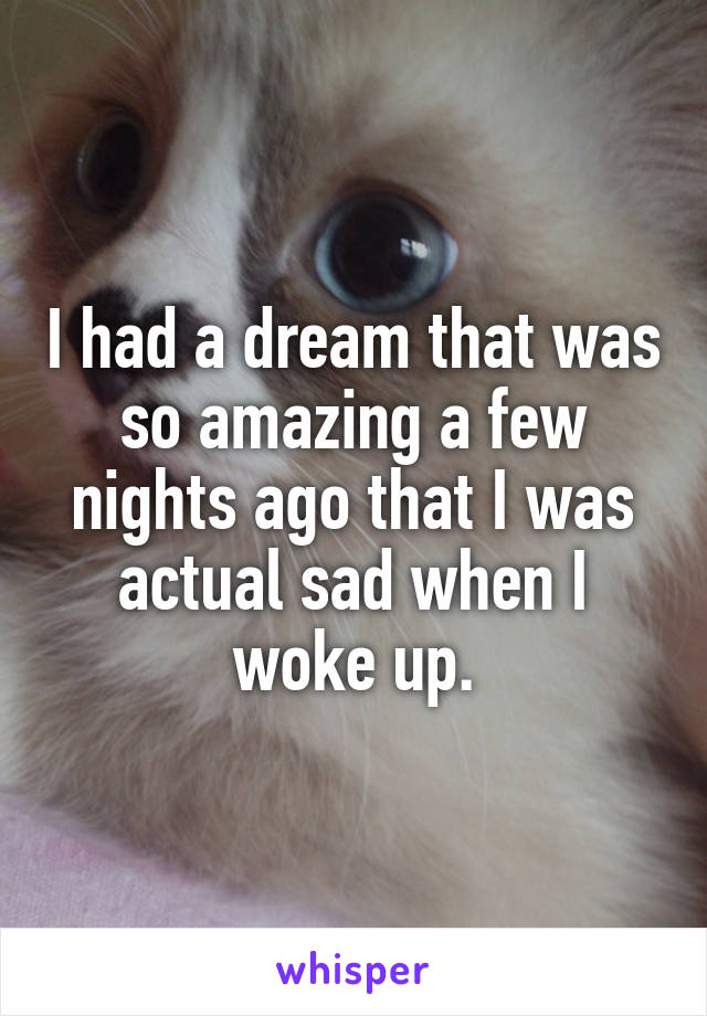 I had a dream that was so amazing a few nights ago that I was actual sad when I woke up.