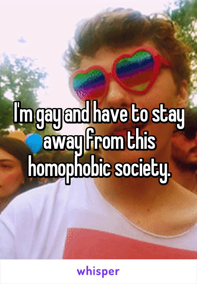 I'm gay and have to stay away from this homophobic society.
