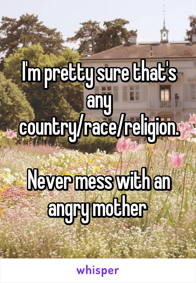 I'm pretty sure that's any country/race/religion.

Never mess with an angry mother 